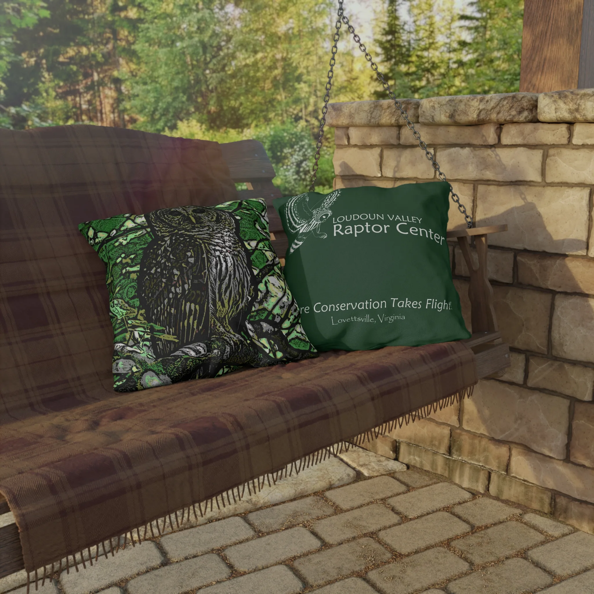 Outdoor Pillow — Barred Owl Mosaic/Conservation Print for Garden & Patio (Loudoun Valley Raptor Center) - Image 12