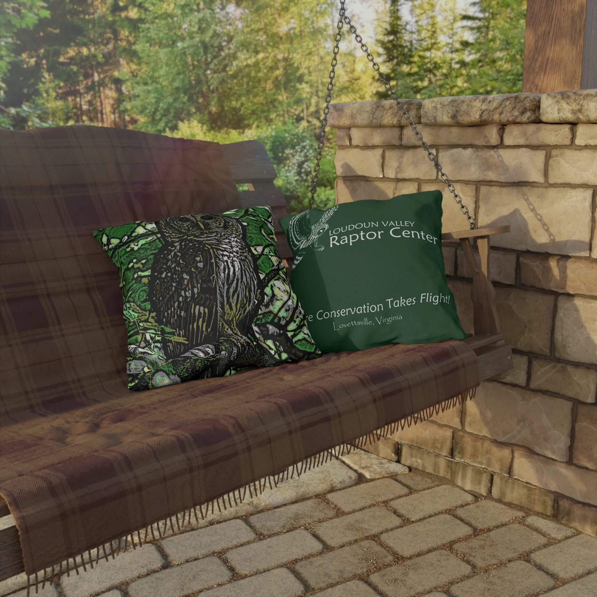 Outdoor Pillow — Barred Owl Mosaic/Conservation Print for Garden & Patio (Loudoun Valley Raptor Center) - Image 8