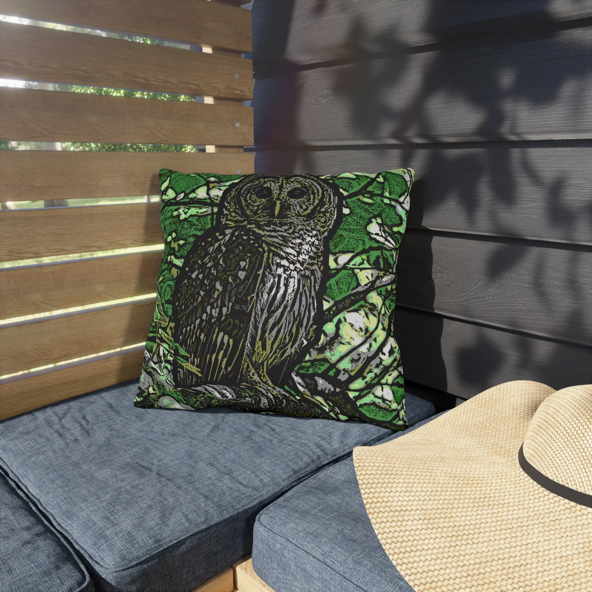 Outdoor Pillow — Barred Owl Mosaic/Conservation Print for Garden & Patio (Loudoun Valley Raptor Center) - Image 3